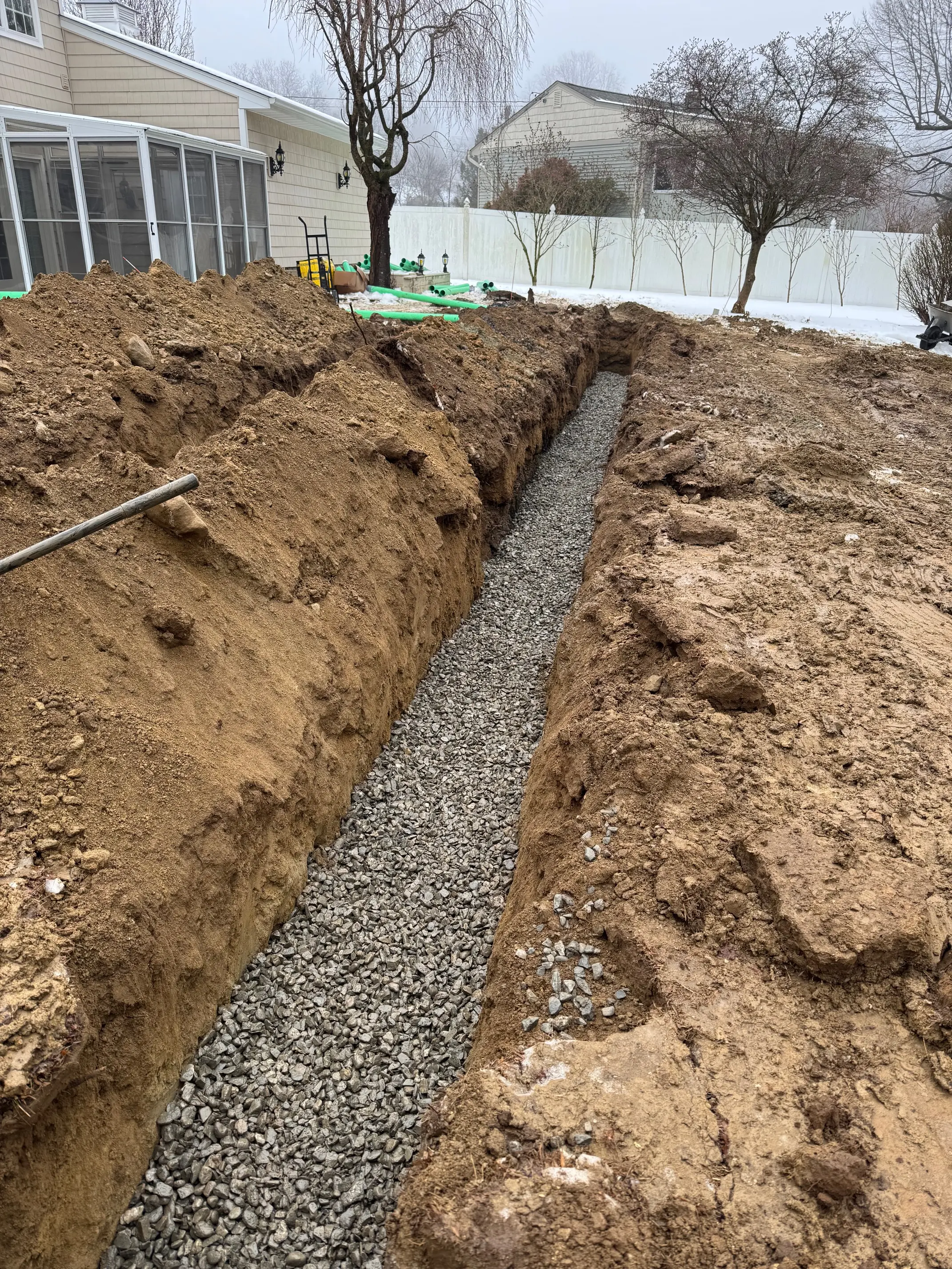 Excavation work in progress on a residential property