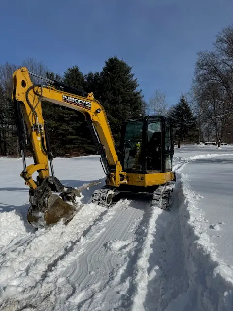 Trenching for septic distribution box and piping