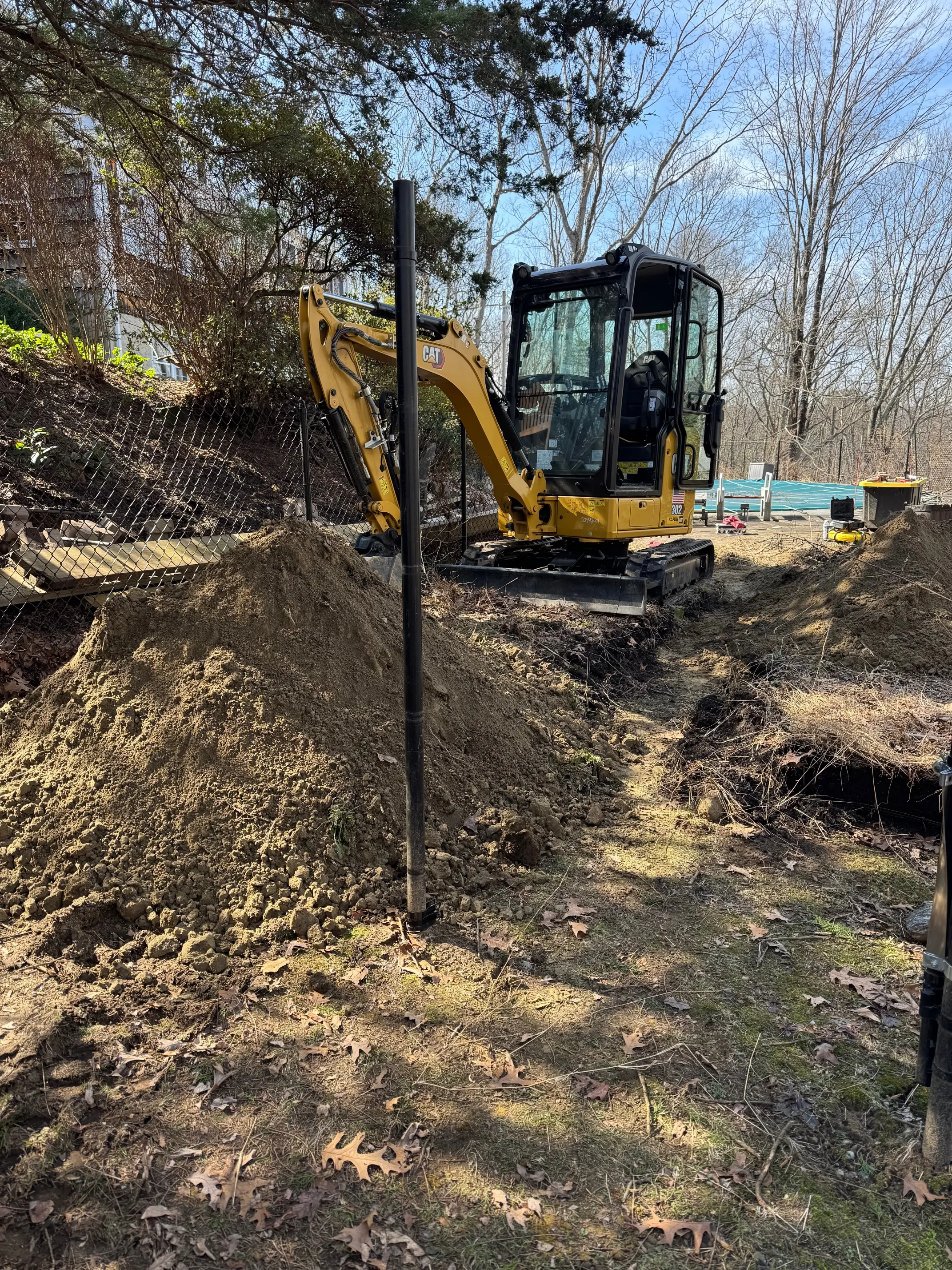 Roll-off dumpster on a residential job site