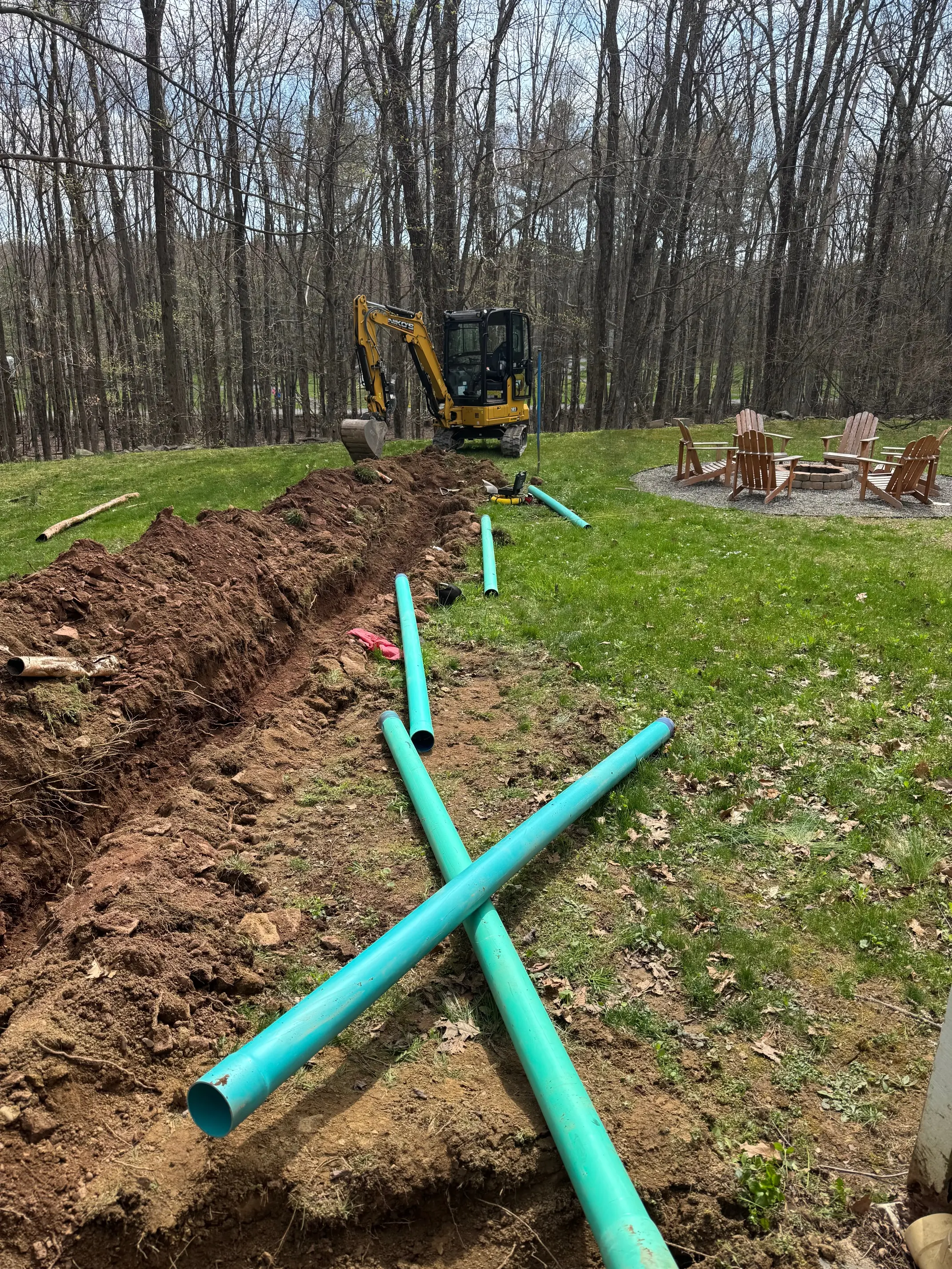 Septic excavation in progress on a Hudson Valley job