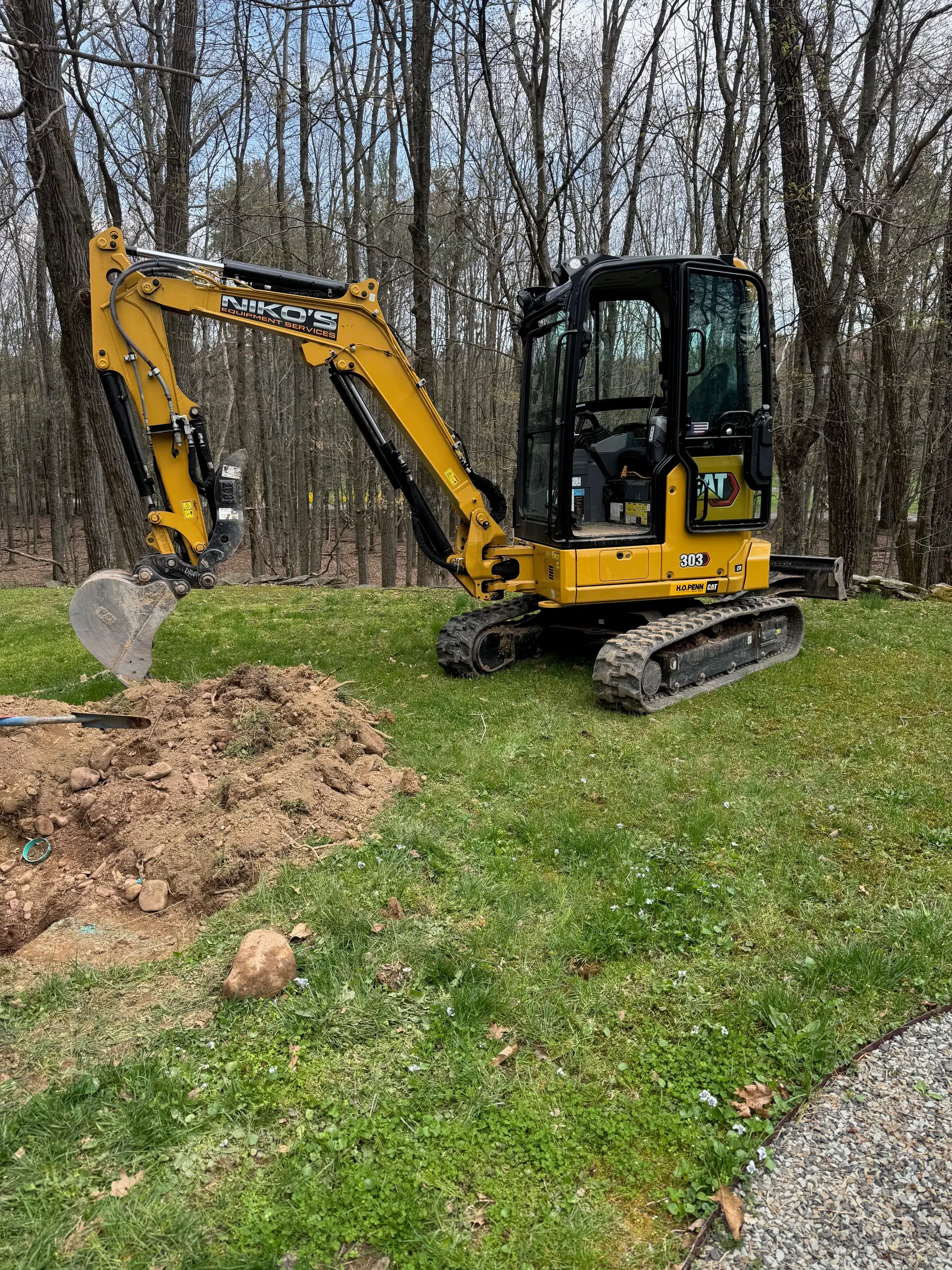 Septic tank set in trench, Hudson Valley install