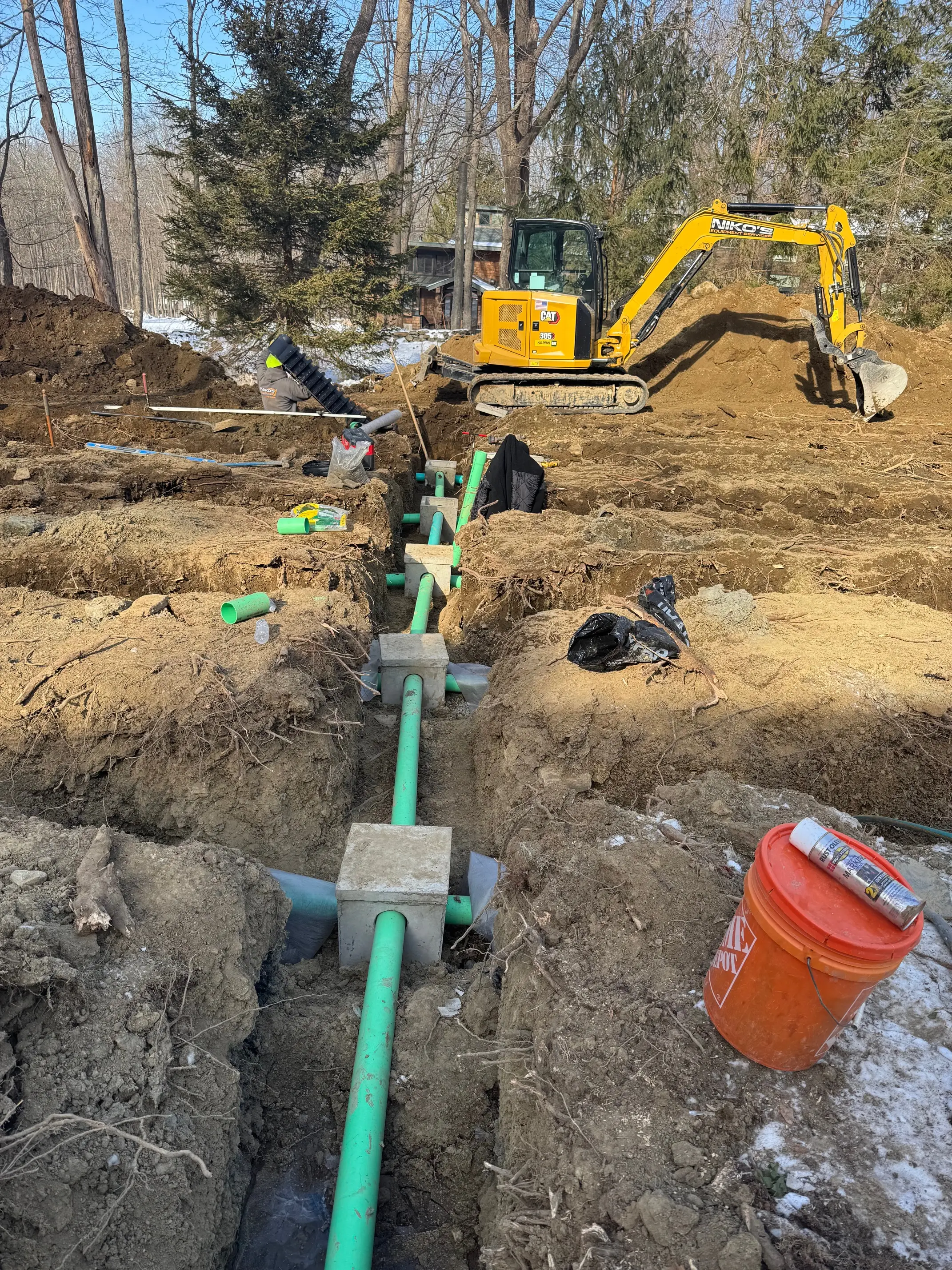 Septic system install — leach field